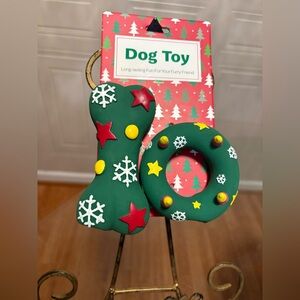 Jmle Happy Holidays/Christmas - Set Of 2 Toys Bone 5” & Donut 3.5”With Squeaker.